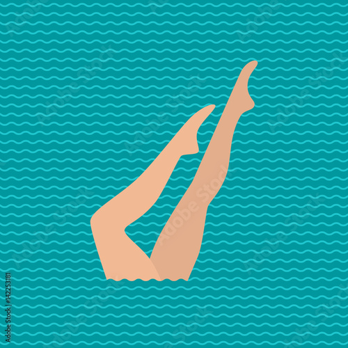 Woman athlete on the performance of synchronized swimming performing art elements