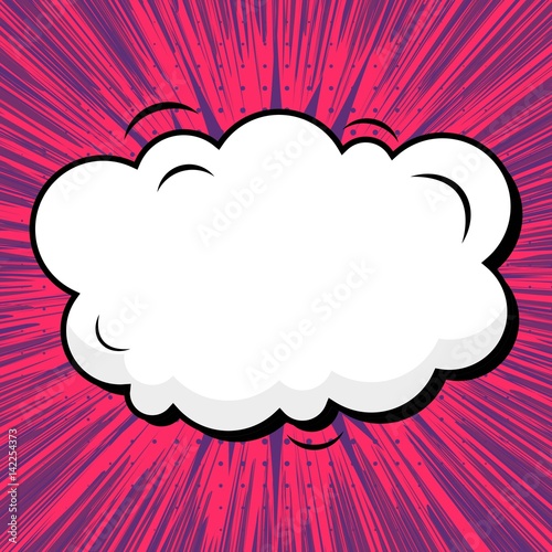 Abstract creative concept vector comic pop art style blank, layout template with clouds beams and isolated dots background. For sale banner, empty speech bubble set, illustration halftone book design.