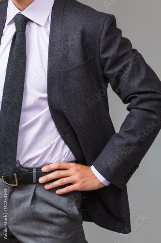 Details of classic clothes on a man close-up