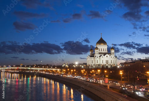 Cathedral of Christ the Savior, Moscow at night © emena