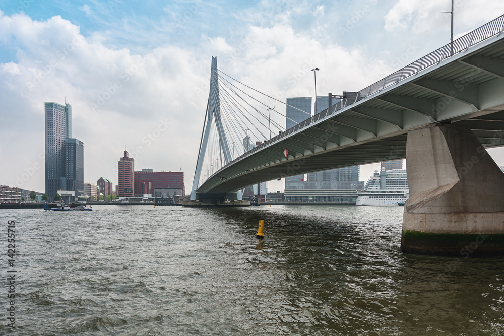 The bridge Erasmusbrug also known as swan bridge in Rotterdam