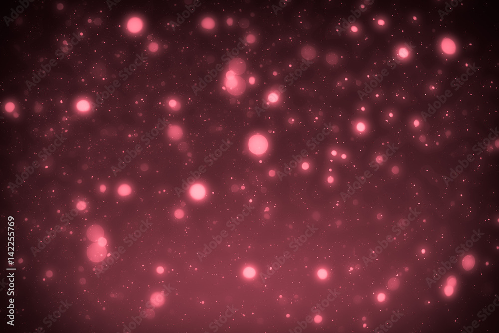 Red abstract sparkles or glitter lights. Festive background. Defocused circles bokeh or particles. Template for design Red abstract sparkles or glitter lights. Festive background. Defocused circles bokeh or particles. Template for design
