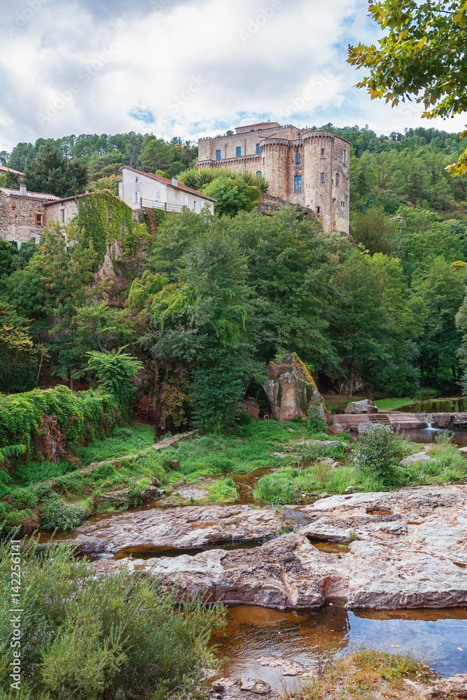 Fototapeta premium River along the old town Largentiere