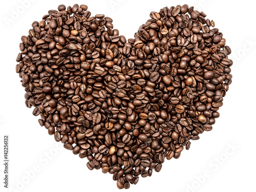 Heart of coffee beans