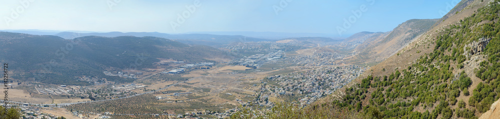 Panoramic view from Sea of Galilee to Mediterranean Sea, Israel