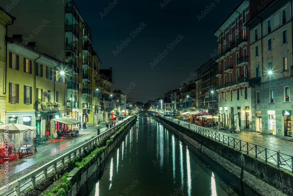 View of the Naviglio Grande in Milan at night - 3