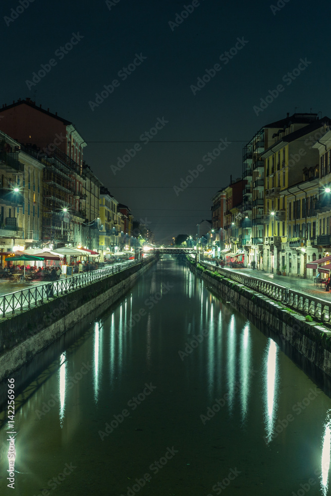 View of the Naviglio Grande in Milan at night - 4