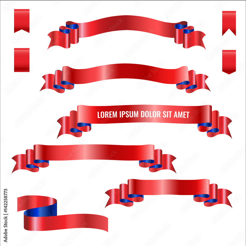 Red ribbons gradient set, Design vector Illustration Red ribbons gradient set, Design vector Illustration