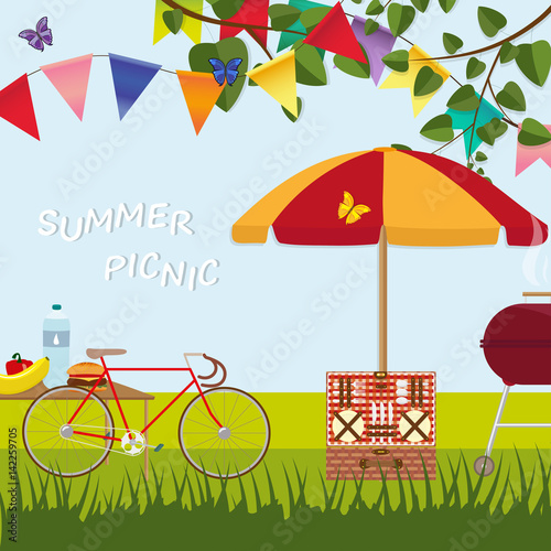hand-drawn poster picnic party outdoors