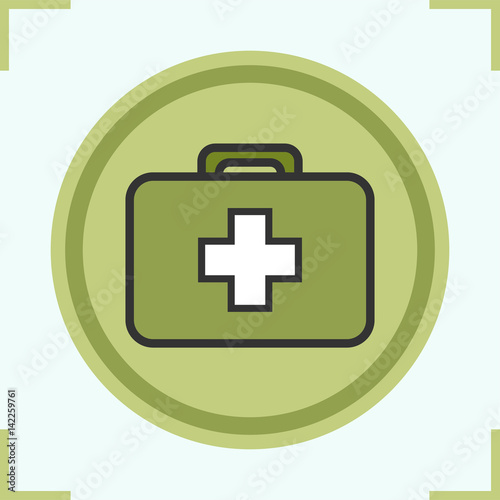 Military first aid kit color icon