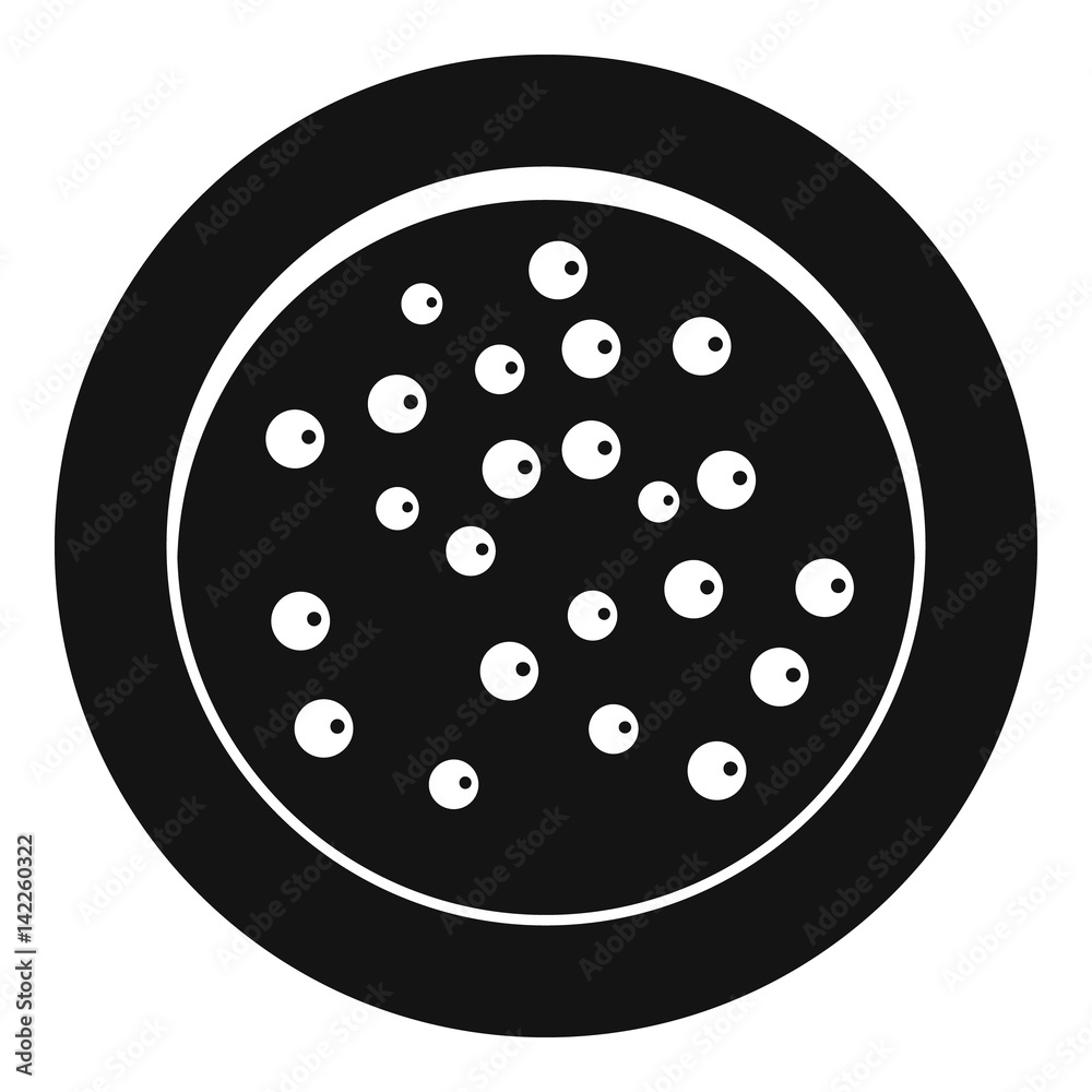Peppercorns on a plate icon, simple style Peppercorns on a plate icon, simple style