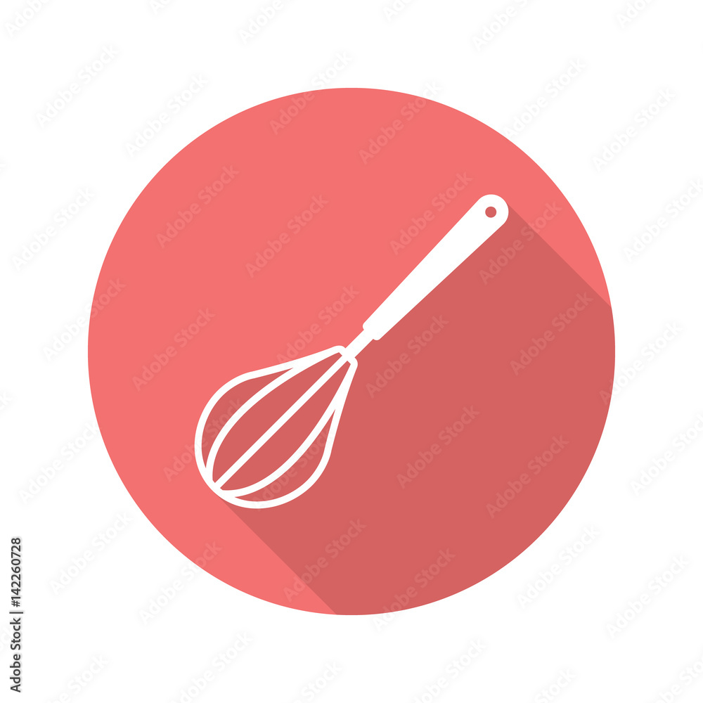 Whisk flat design long shadow icon Whisk flat design long shadow icon