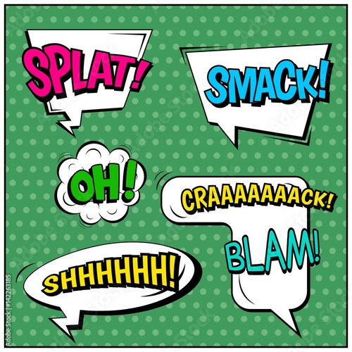 Abstract creative concept vector comic pop art style blank, layout template with clouds beams and isolated dots background. For sale banner, empty speech bubble set, illustration halftone book design.