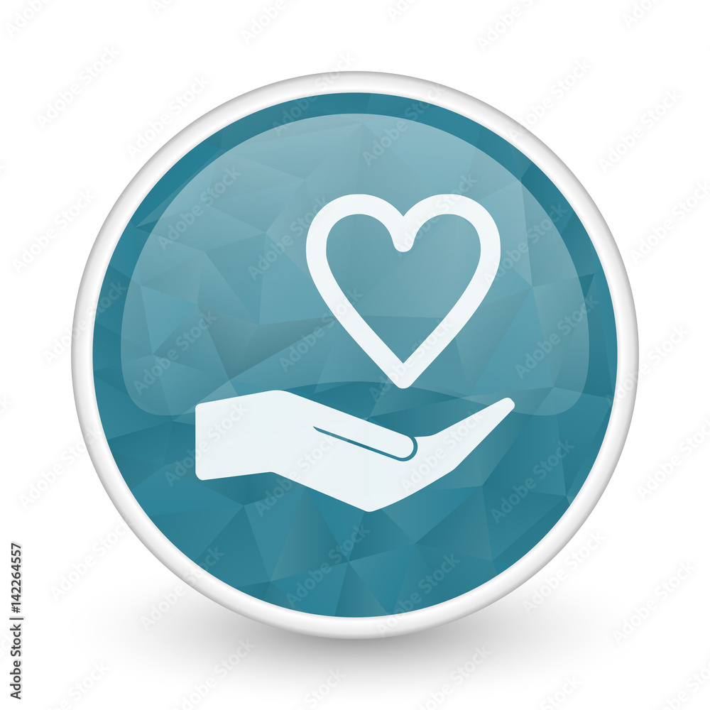 Care love brillant crystal design round blue web icon. Care love brillant crystal design round blue web icon.