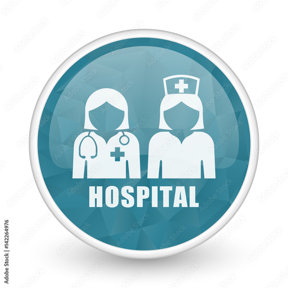 Hospital brillant crystal design round blue web icon.