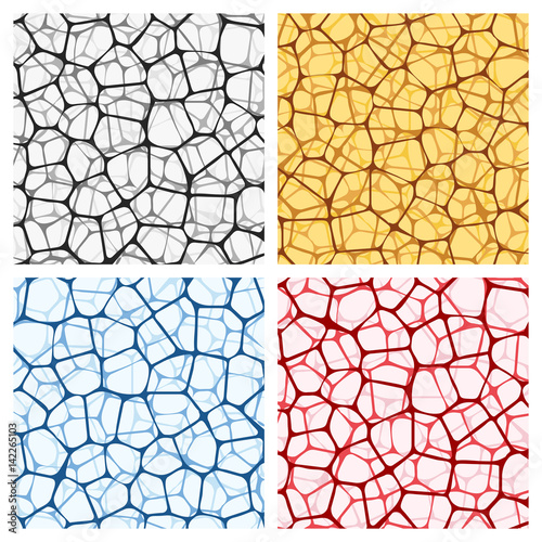 Abstract backgrounds set with colored reticulated nets. Vector illustration