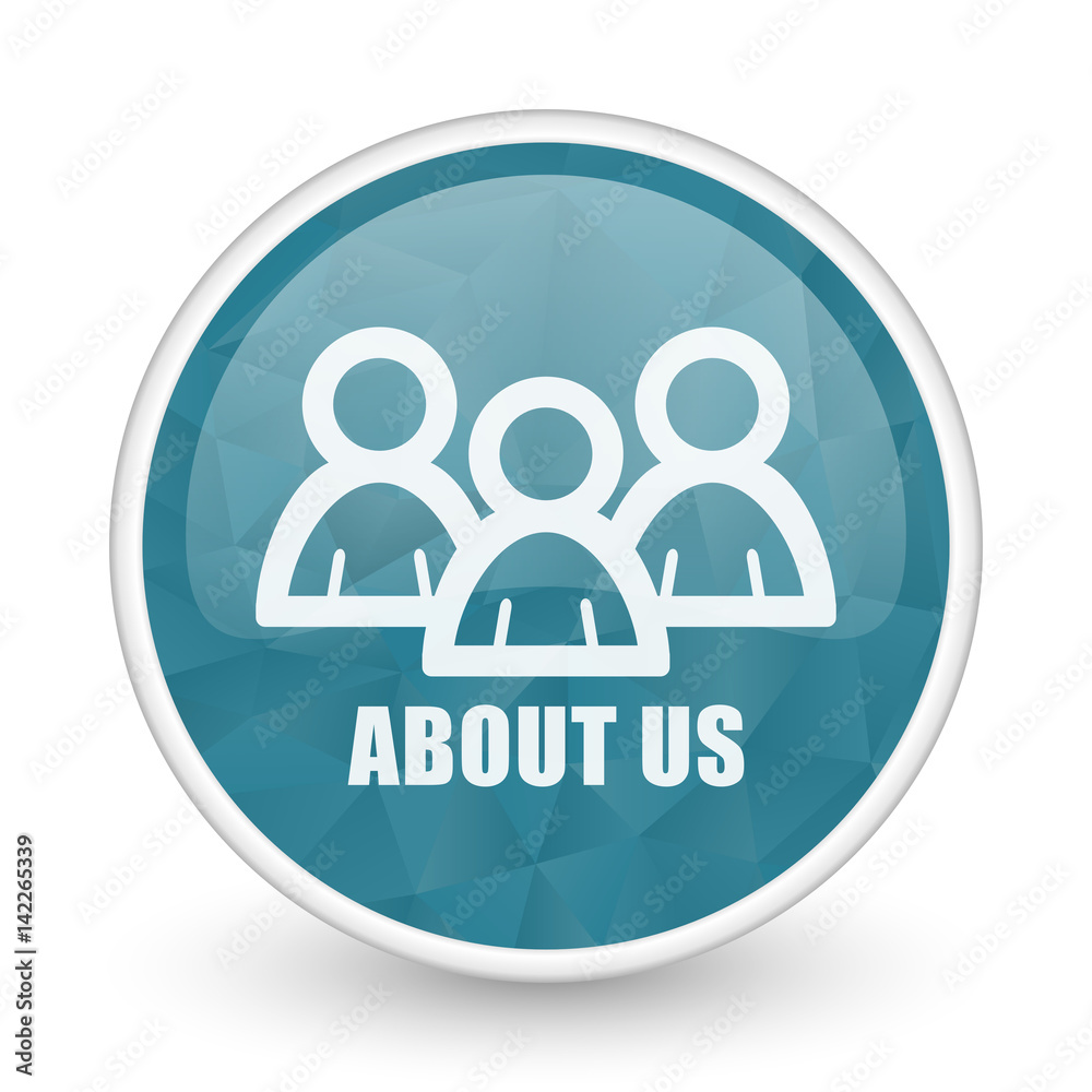 About us brillant crystal design round blue web icon. About us brillant crystal design round blue web icon.