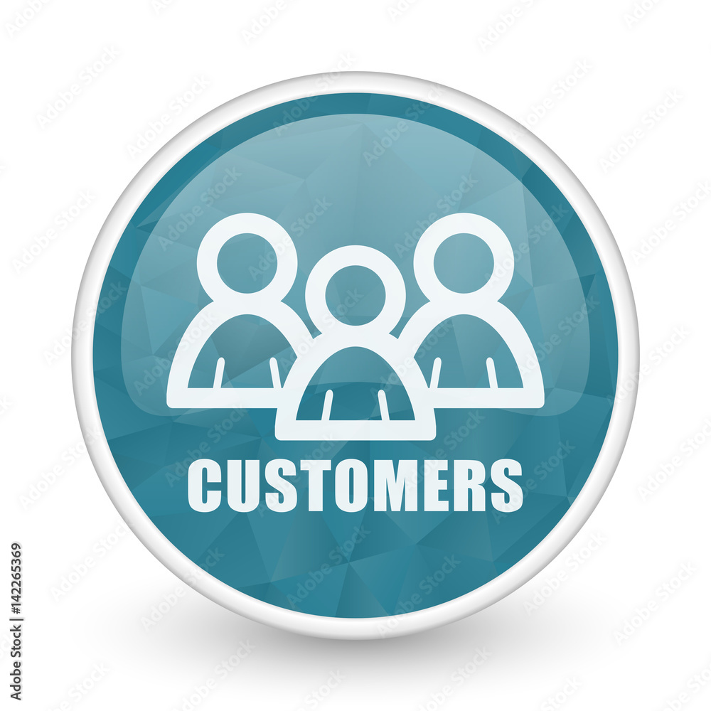 Customers brillant crystal design round blue web icon. Customers brillant crystal design round blue web icon.