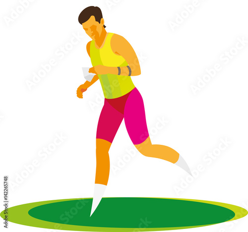 young man running at orienteering competition