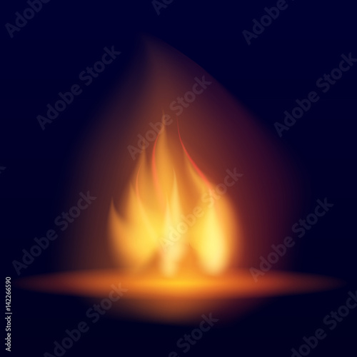 Vector burning bonfire. Hot flickering flame with sparks. Tongues of flame. Flicker of a torch. Bright burning effect of a candle.