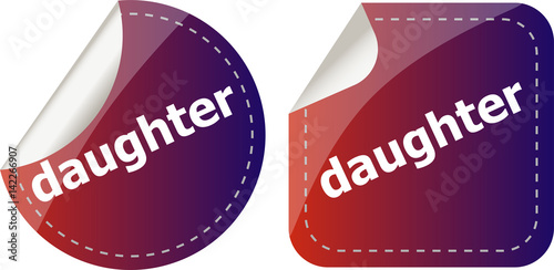 daughter word stickers web button set, label, icon