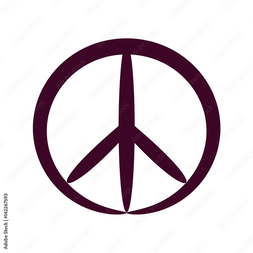Contour peace symbol, isolated vector Contour peace symbol, isolated vector