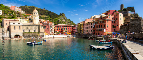 View of Vernazza houses and blue sea  Cinque Terre national park  Liguria  Italy
