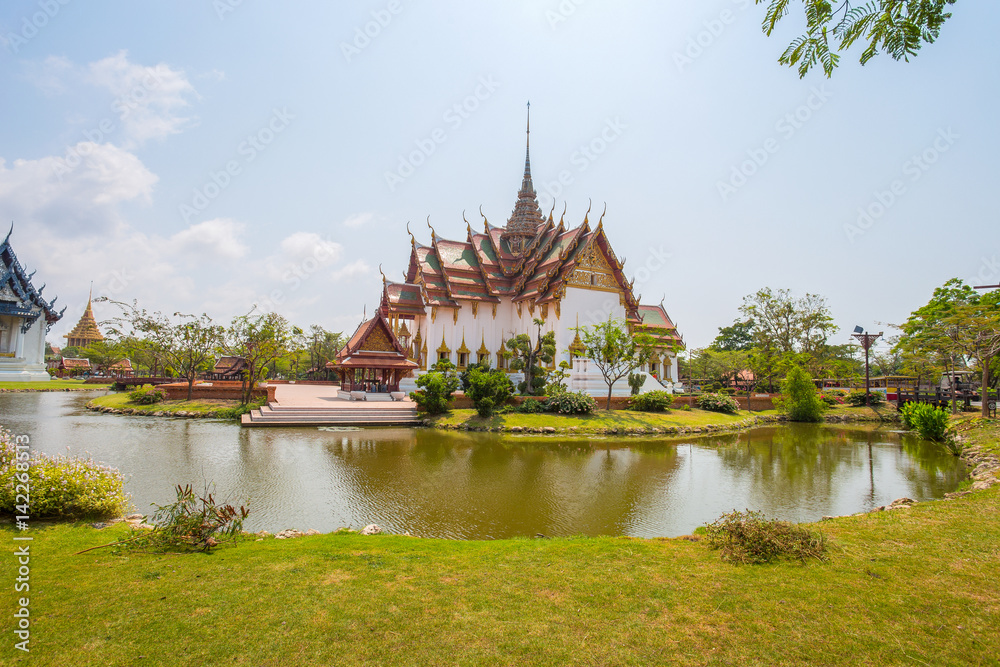 SAMUT PRAKAN, THAILAND, MARCH, 6, 2017 - Dusit Maha Prasat Palace (The Grand Palace) in Ancient City Park, Muang Boran, Samut Prakan province, Thailand SAMUT PRAKAN, THAILAND, MARCH, 6, 2017 - Dusit Maha Prasat Palace (The Grand Palace) in Ancient City Park, Muang Boran, Samut Prakan province, Thailand
