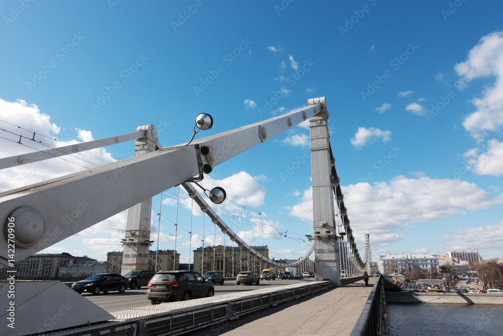 View of the Crimean (Krymsky) bridge in Moscow, Russia View of the Crimean (Krymsky) bridge in Moscow, Russia