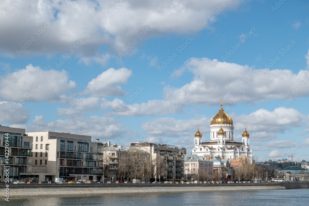 Citscape to Moskva river and Cathedral of Christ the Saviour