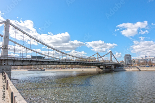 View of the Crimean Krymsky bridge in Moscow, Russia photo