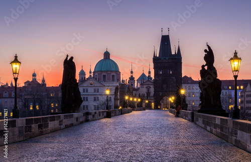 Fotografie, Obraz Charles Bridge (Karluv Most) and Old Town Tower, the most beautiful bridge in Czechia
