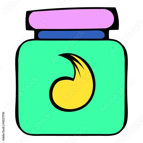 Hair gel in a plastic container icon, icon cartoon