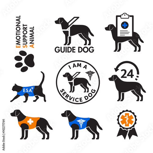 Service dogs and emotional support animals emblems