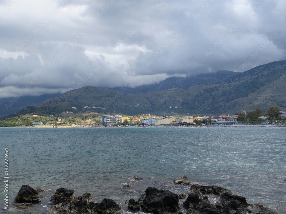 Sea and mountains covered with clouds, Georgioupoli, Crete, Greece