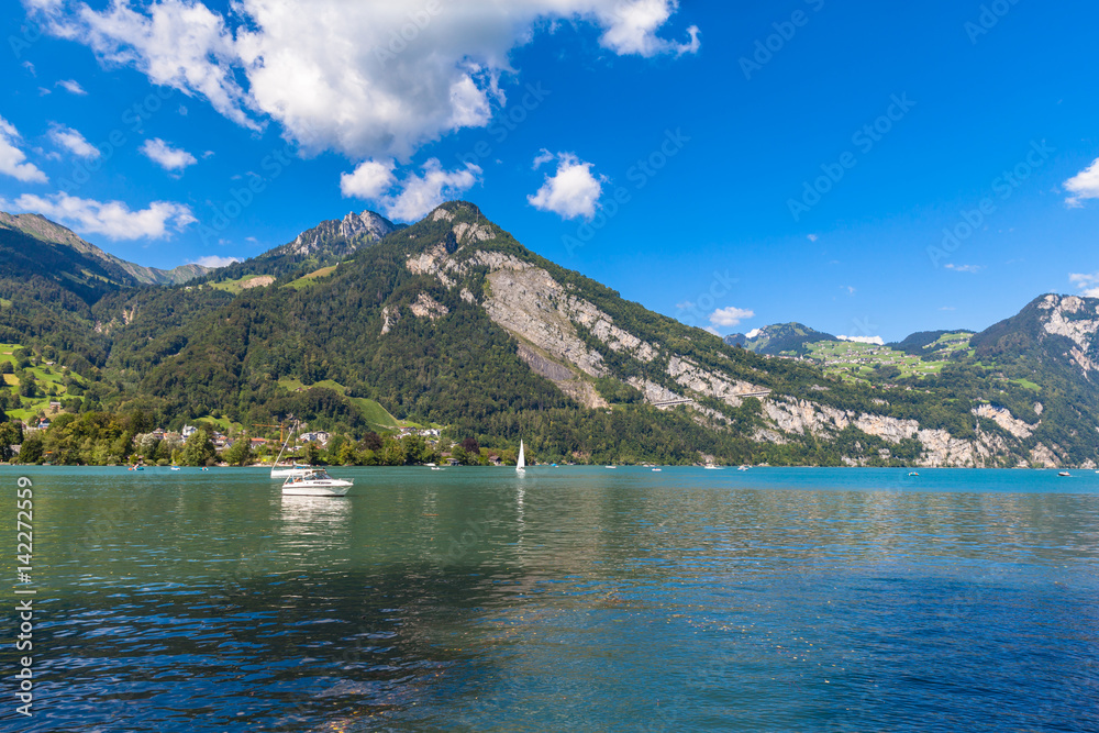 Beautiful view on the lake side of Walensee