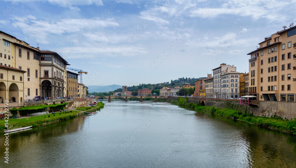 Ponte Vecchio, famous old bridge in Florence on the Arno river, Italy
