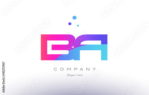 ba b a  creative pink blue modern alphabet letter logo icon template