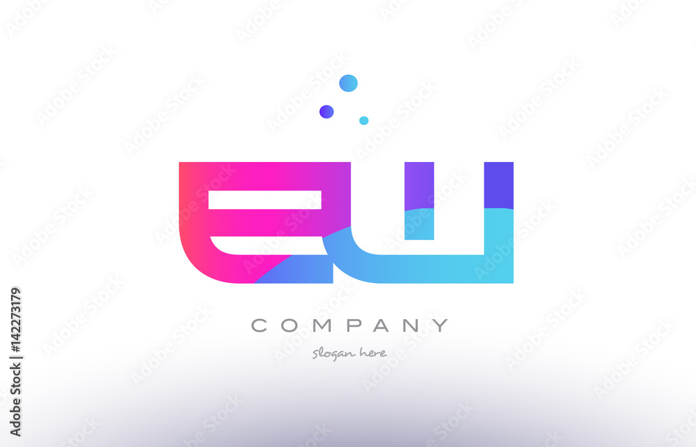 ew e w creative pink blue modern alphabet letter logo icon template ...