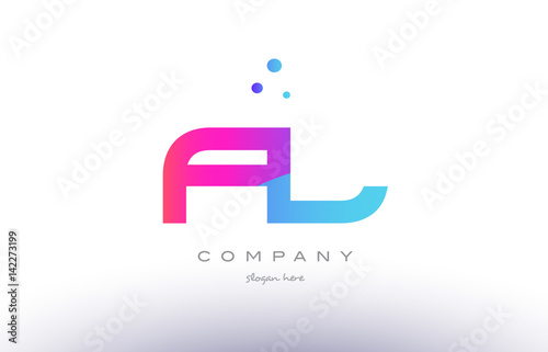 fl f l  creative pink blue modern alphabet letter logo icon template