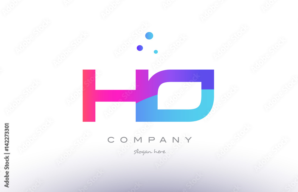 ho h o  creative pink blue modern alphabet letter logo icon template