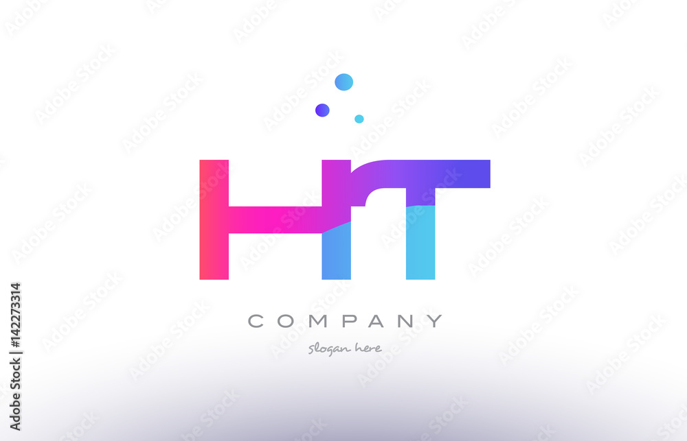 ht h t  creative pink blue modern alphabet letter logo icon template