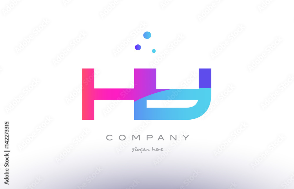 hy h y  creative pink blue modern alphabet letter logo icon template