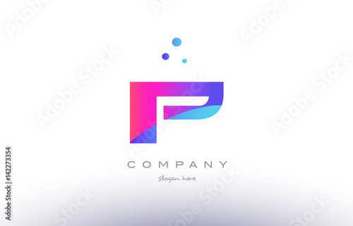 ip i p  creative pink blue modern alphabet letter logo icon template