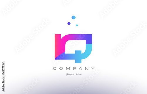 iq i q  creative pink blue modern alphabet letter logo icon template