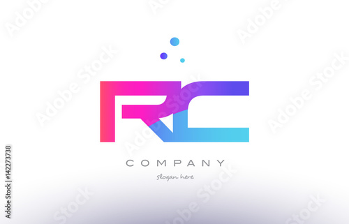 rc r c  creative pink blue modern alphabet letter logo icon template