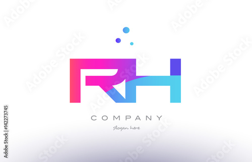 rh r h  creative pink blue modern alphabet letter logo icon template