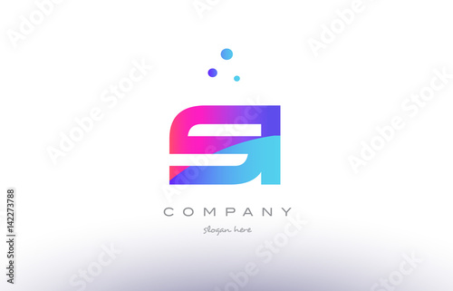 si s i creative pink blue modern alphabet letter logo icon template