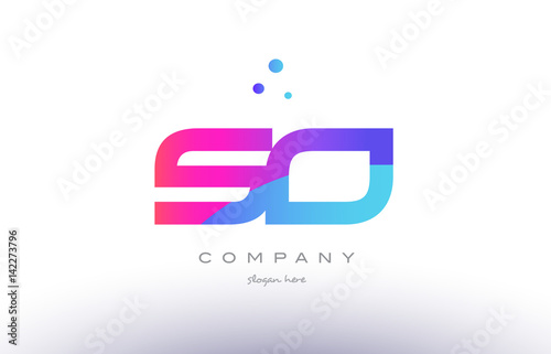 so s o  creative pink blue modern alphabet letter logo icon template