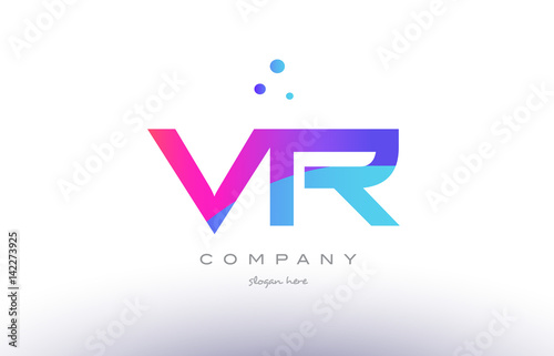 vr v r  creative pink blue modern alphabet letter logo icon template